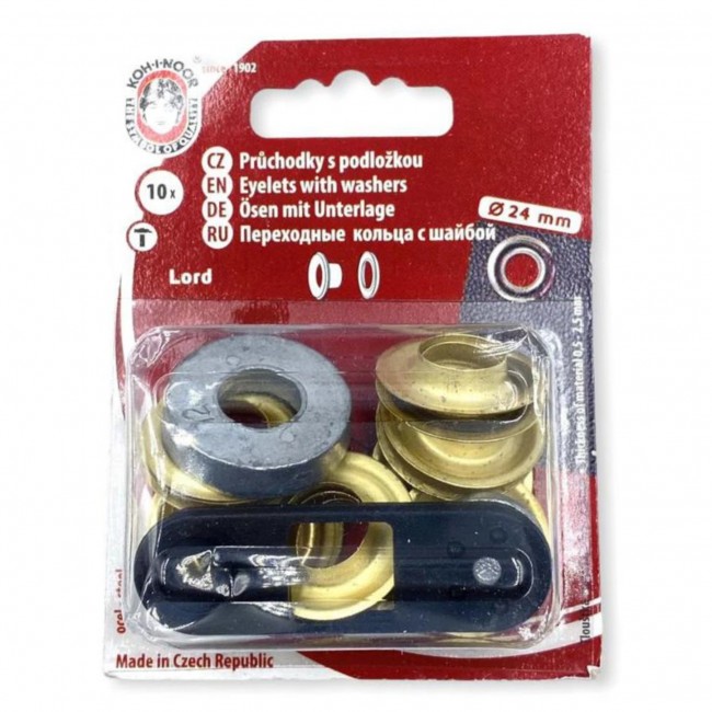 Öljetter med brickor 12 - 24 mm - guld 10 st