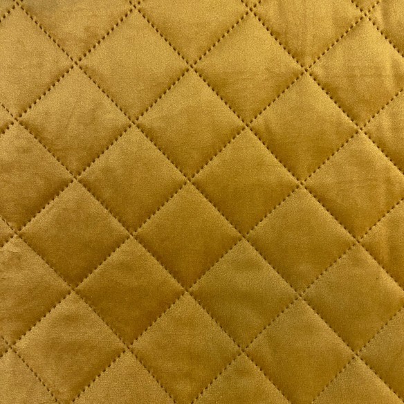 Möbeltyg Quiltad Velour Diamant 5x5 - Senap