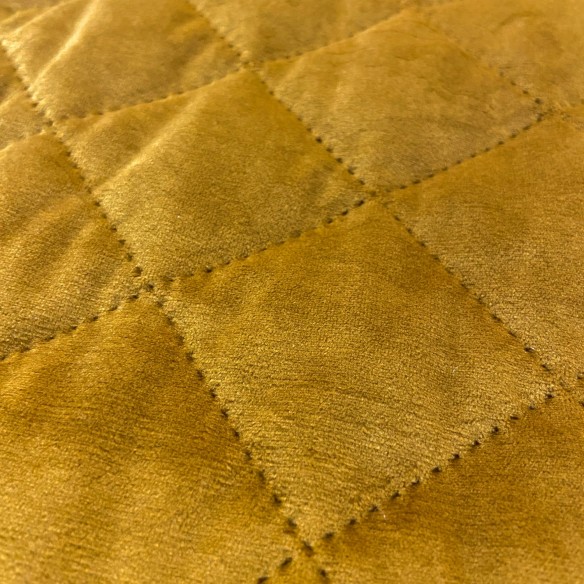 Möbeltyg Quiltad Velour Diamant 5x5 - Senap