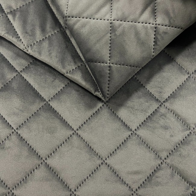 Möbeltyg Quiltad Velour Diamant 5x5 - Antracit