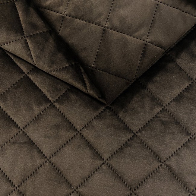 Möbeltyg Quiltad Velour Diamant 5x5 - Espresso