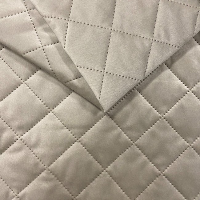 Möbeltyg Quiltad Velour Diamant 5x5 - Kräm