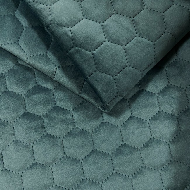 Möbeltyg Quiltad Velour Hexagon - Azure