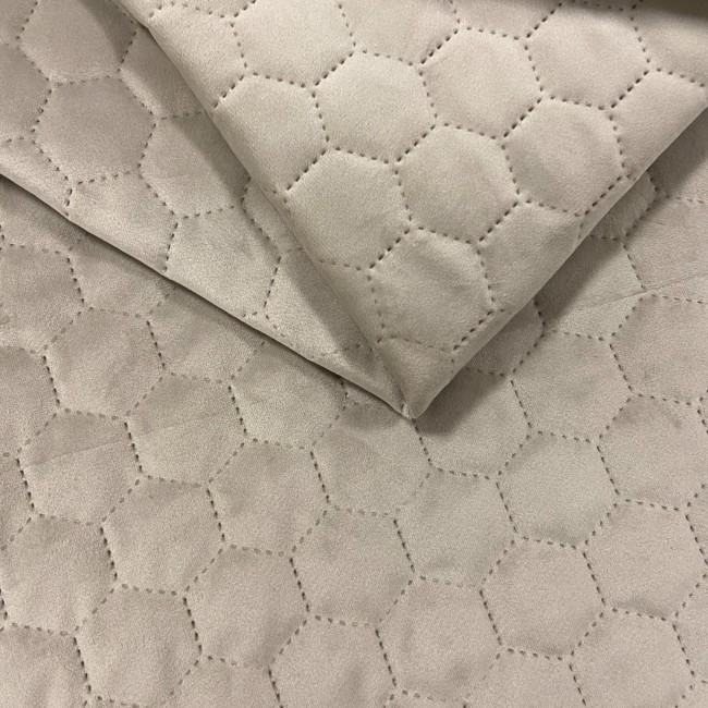 Möbeltyg Quiltad Velour Hexagon - Kräm