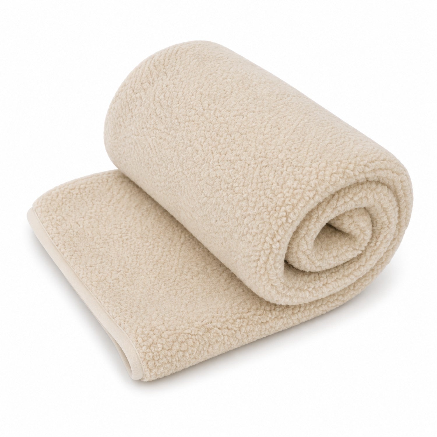 Stickat fårullspäls tyg - Beige
