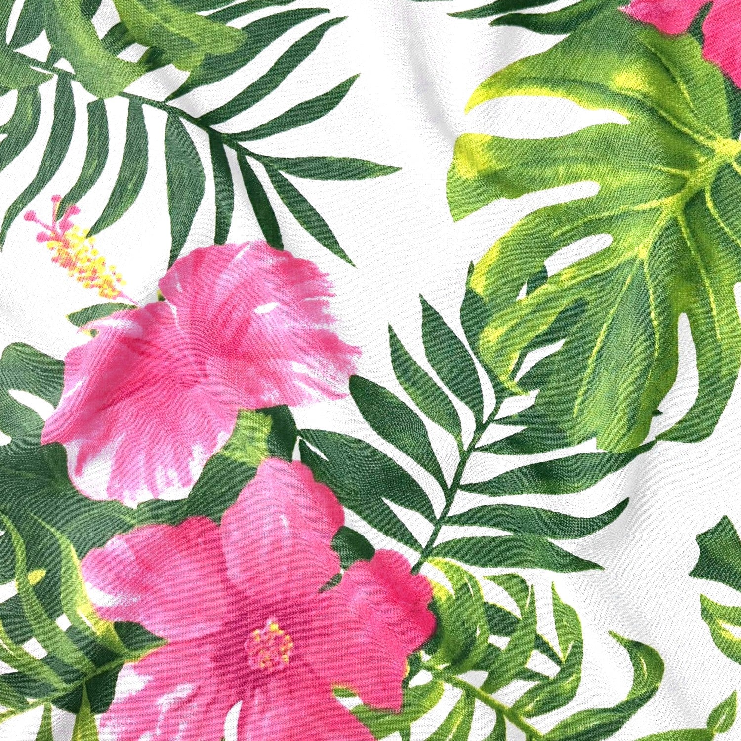 Bomullstyg - Monstera Jungle Rose