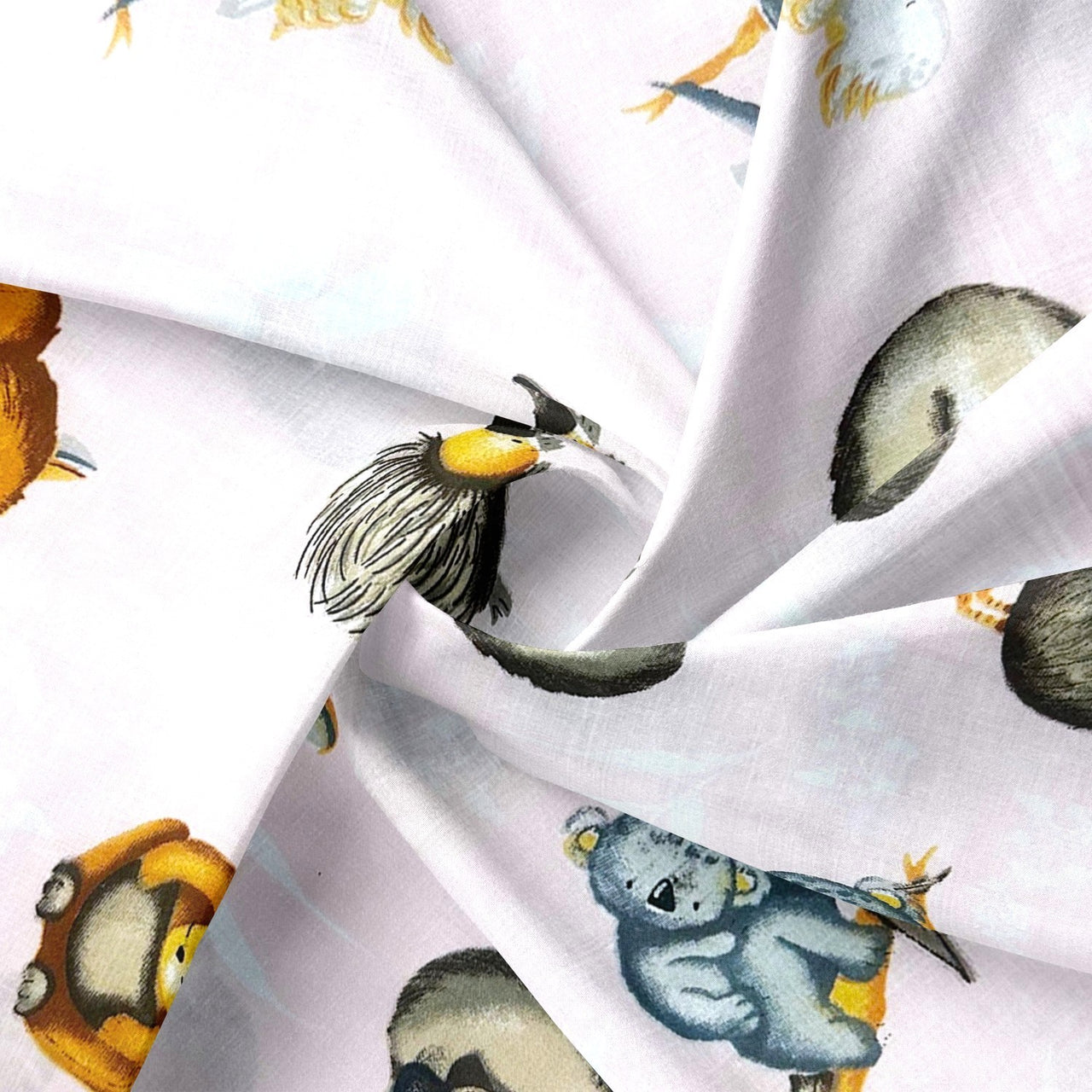 Cotton Fabric - Animals on a pink background
