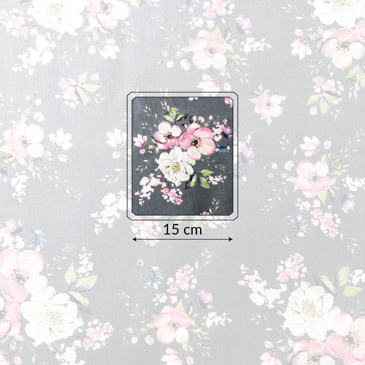 Cotton Fabric - Apple Tree Blossoms Graphite