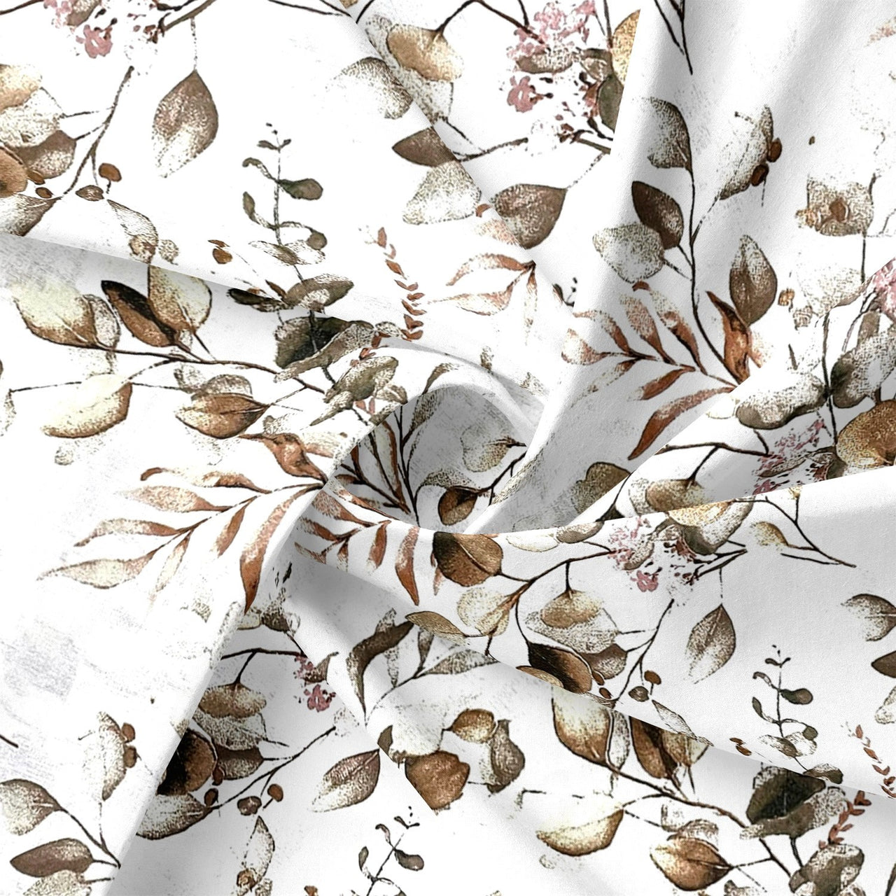 Cotton Fabric - Brown Eucalyptus