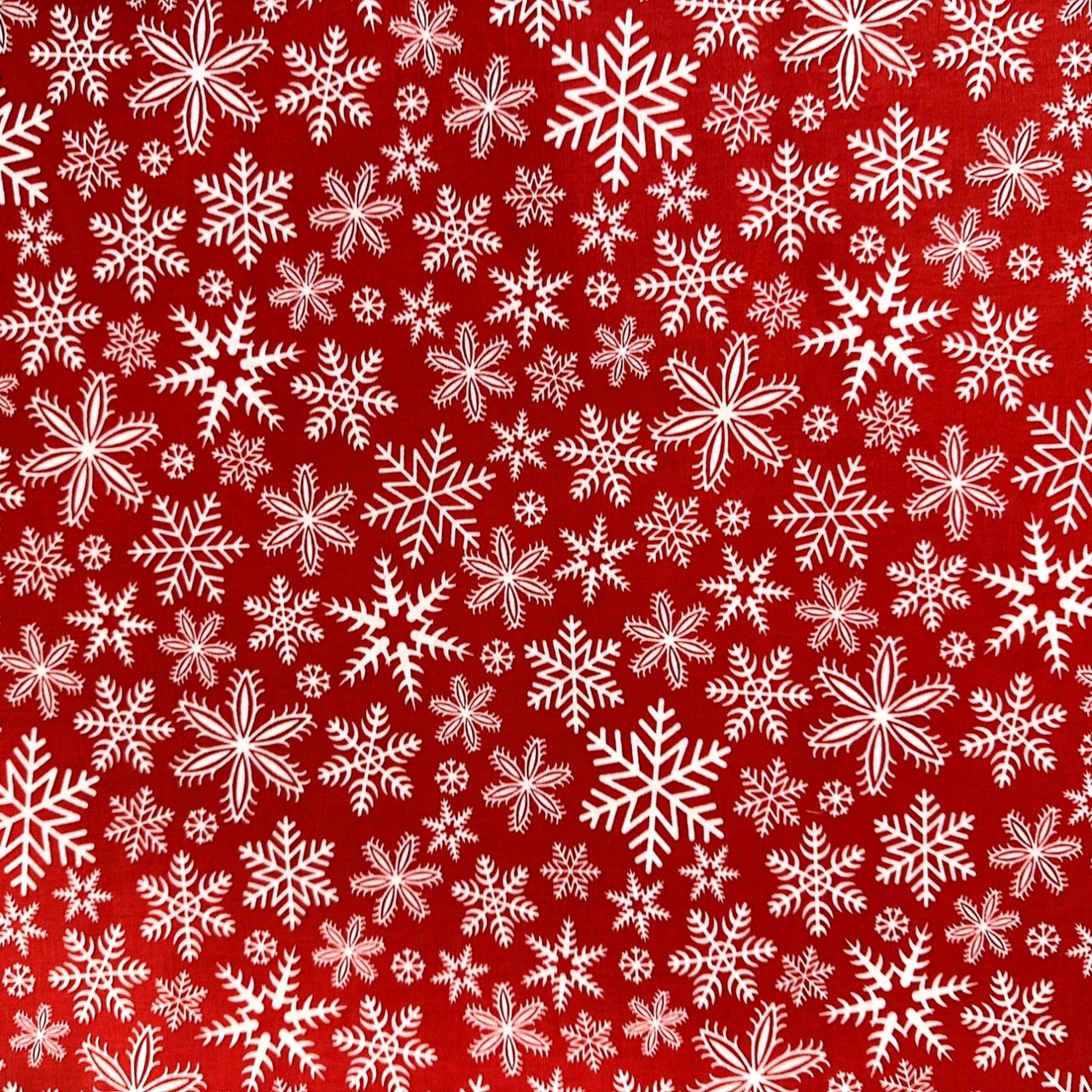 Cotton Fabric - Christmas Snowflakes Red