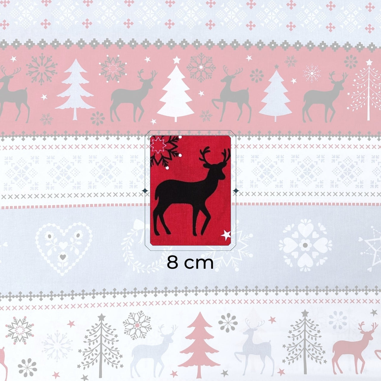 Cotton Fabric - Christmas Sweater Reindeer Red