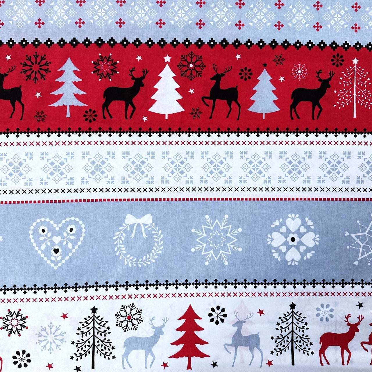 Cotton Fabric - Christmas Sweater Reindeer Red