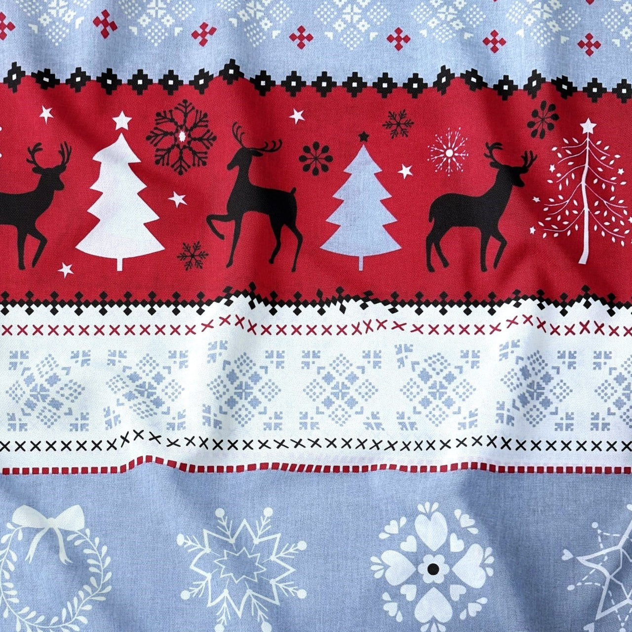 Cotton Fabric - Christmas Sweater Reindeer Red