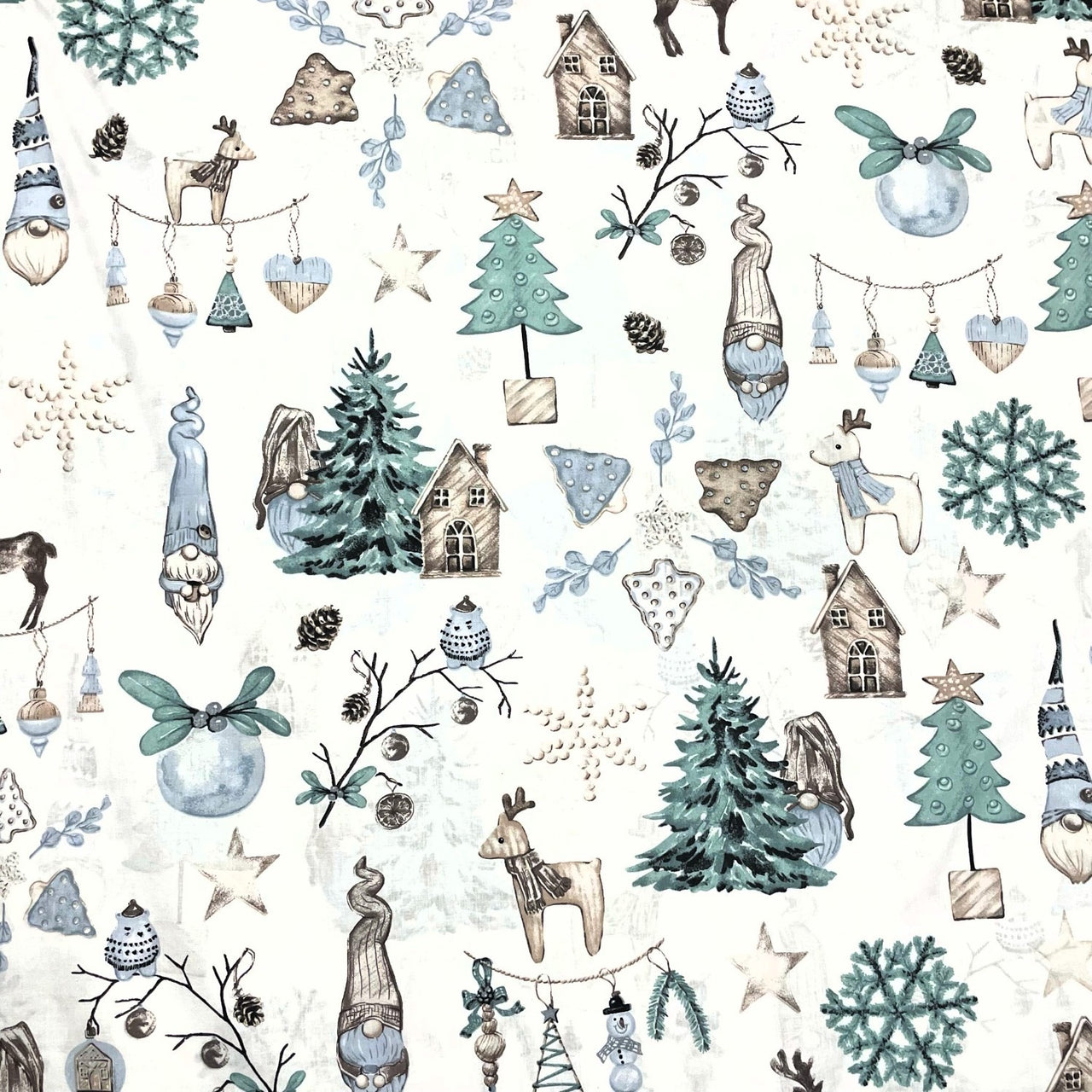 Cotton Fabric - Christmas mood, White