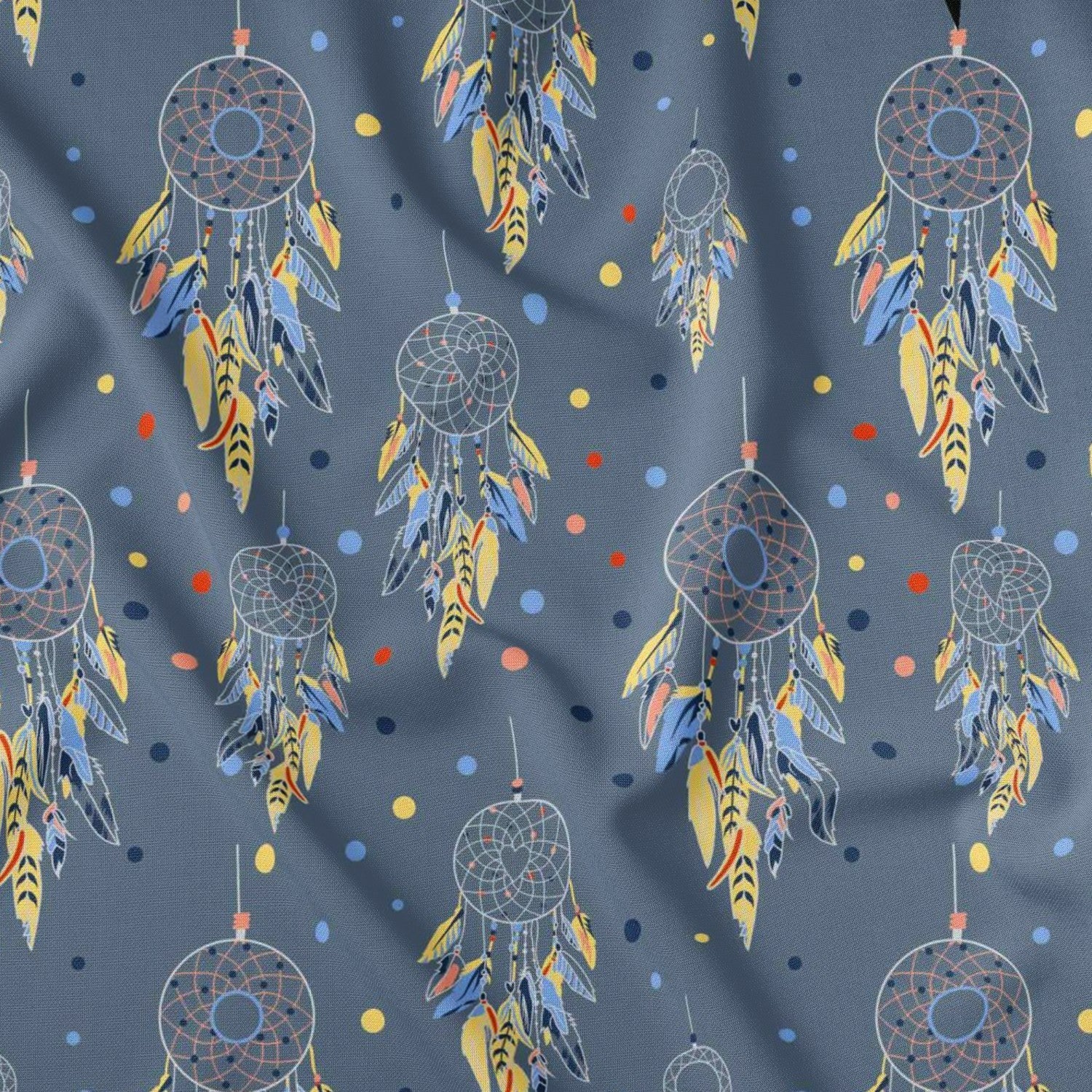 Cotton Fabric - Dream Catchers and Dots Navy Blue