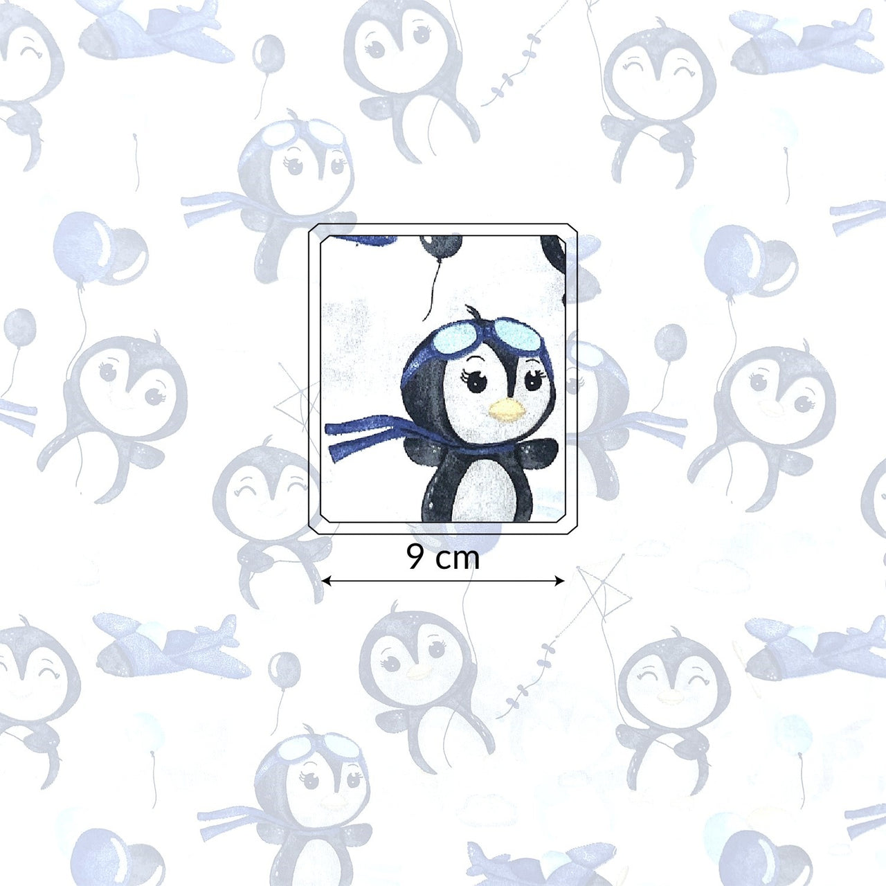 Cotton Fabric - Happy Penguin, blue
