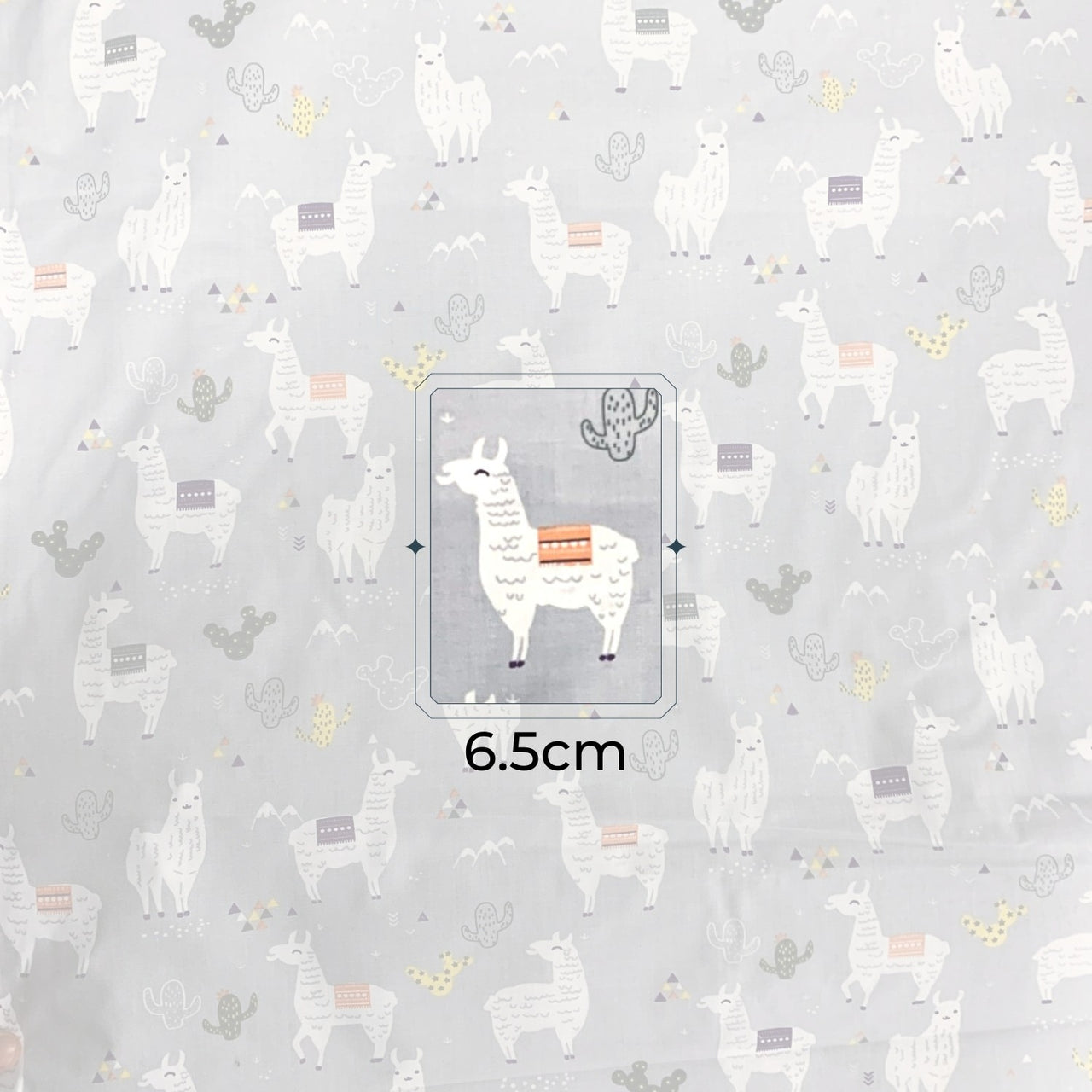 Cotton Fabric - Llama on Grey