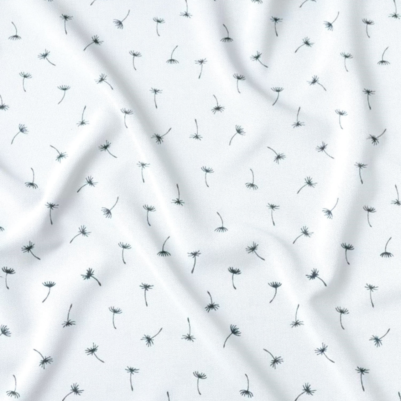 Cotton Fabric - Mini Black Dandelions on White