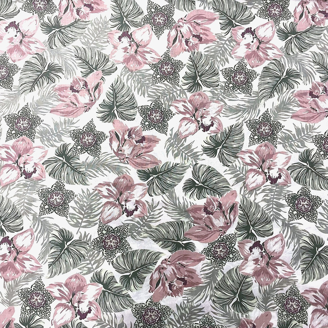 Cotton Fabric - Pink Clematis Flower