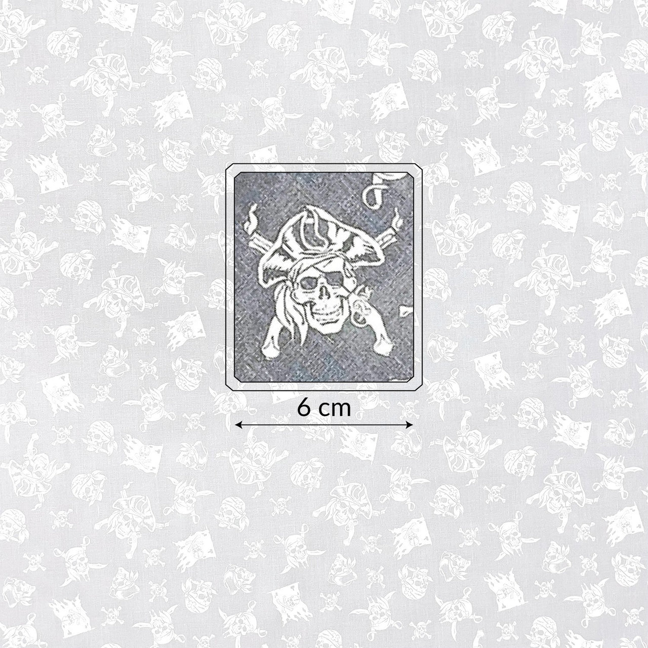 Cotton Fabric - Pirate Skulls on Grey
