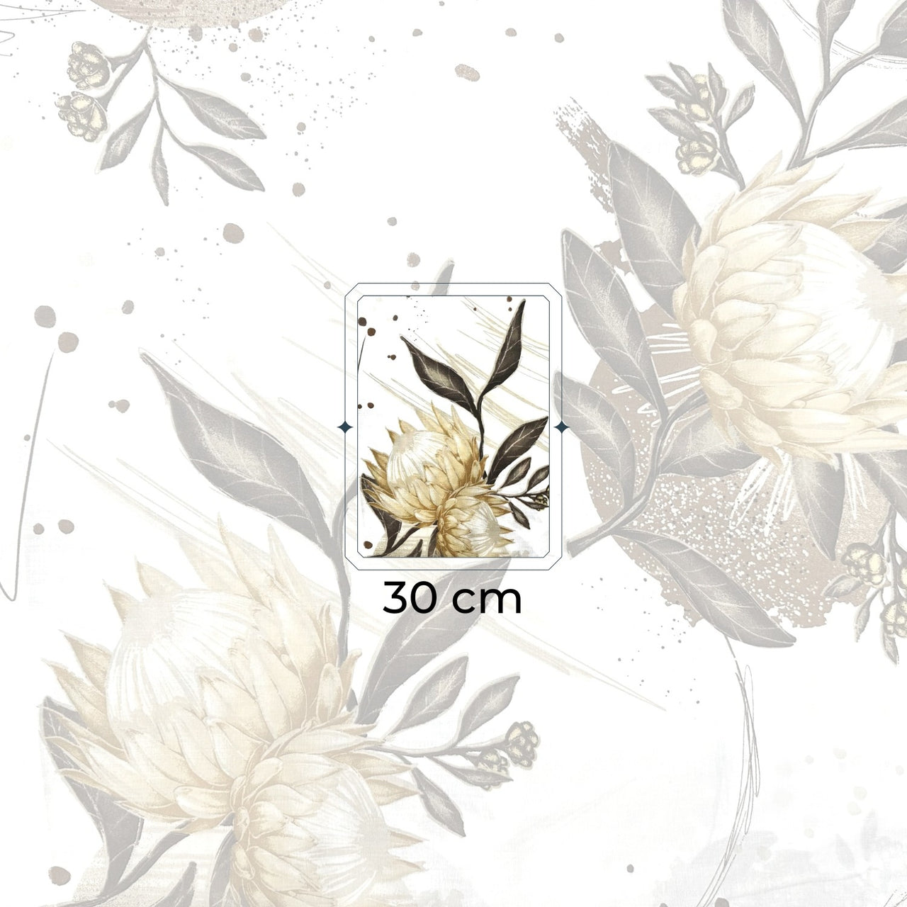 Cotton Fabric - Protea Flower, gold