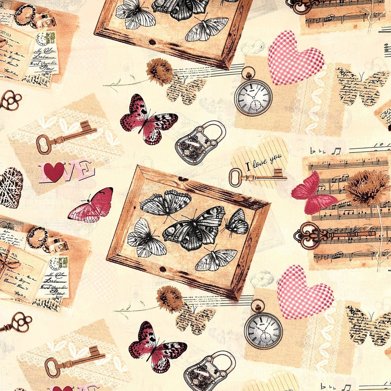 Cotton Fabric - Retro Love