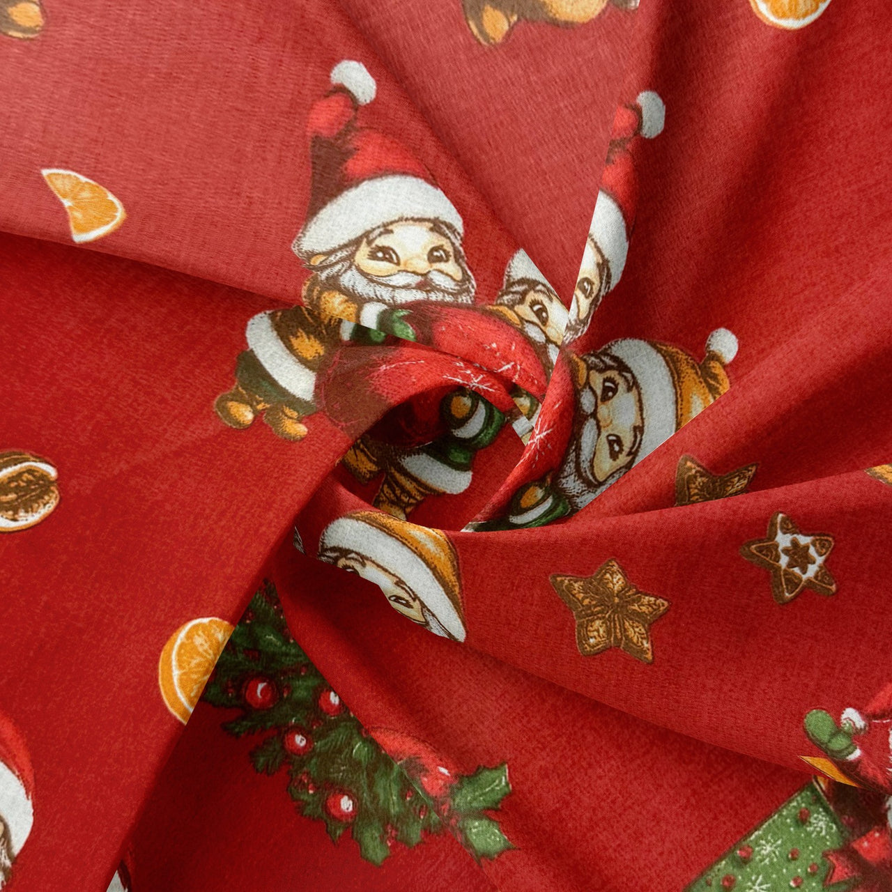 Cotton Fabric - Santa Claus orange and nut