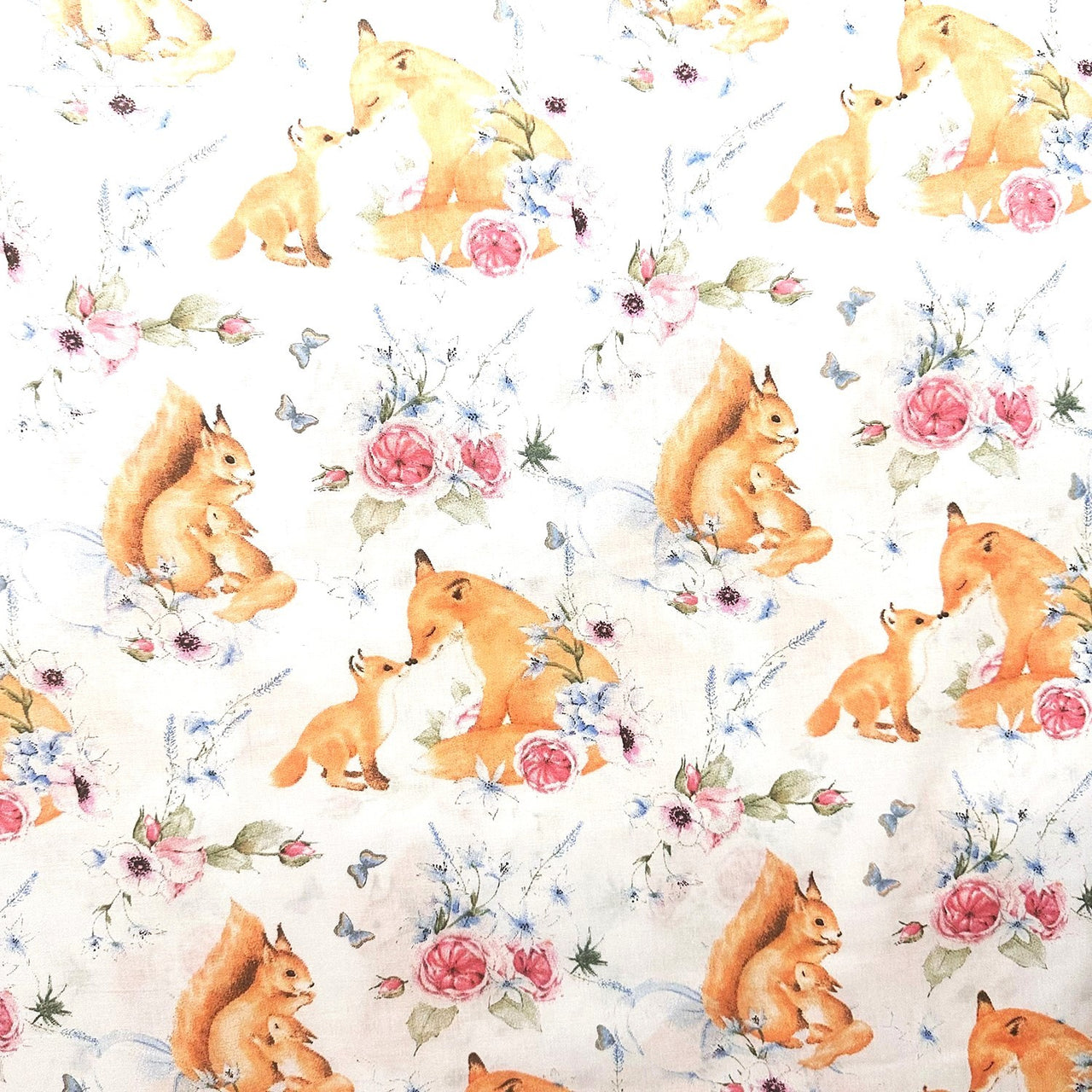 Cotton Fabric - Squirrel and Fox