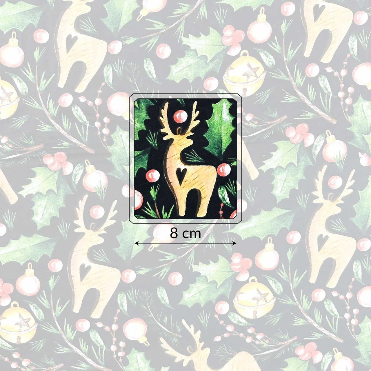 Cotton Fabric - Wooden reindeer