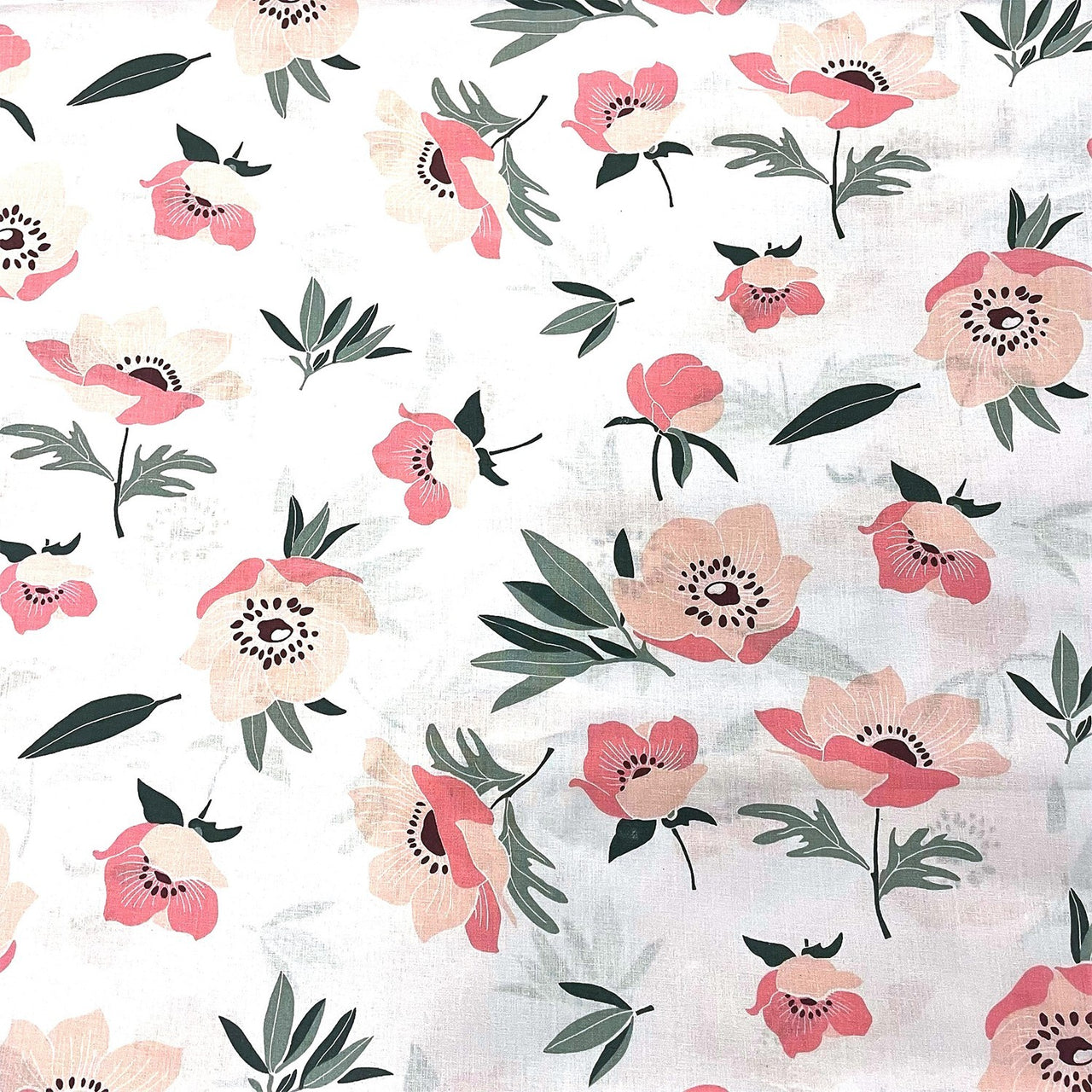 Cotton Fabric - dark pink poppy seeds on white