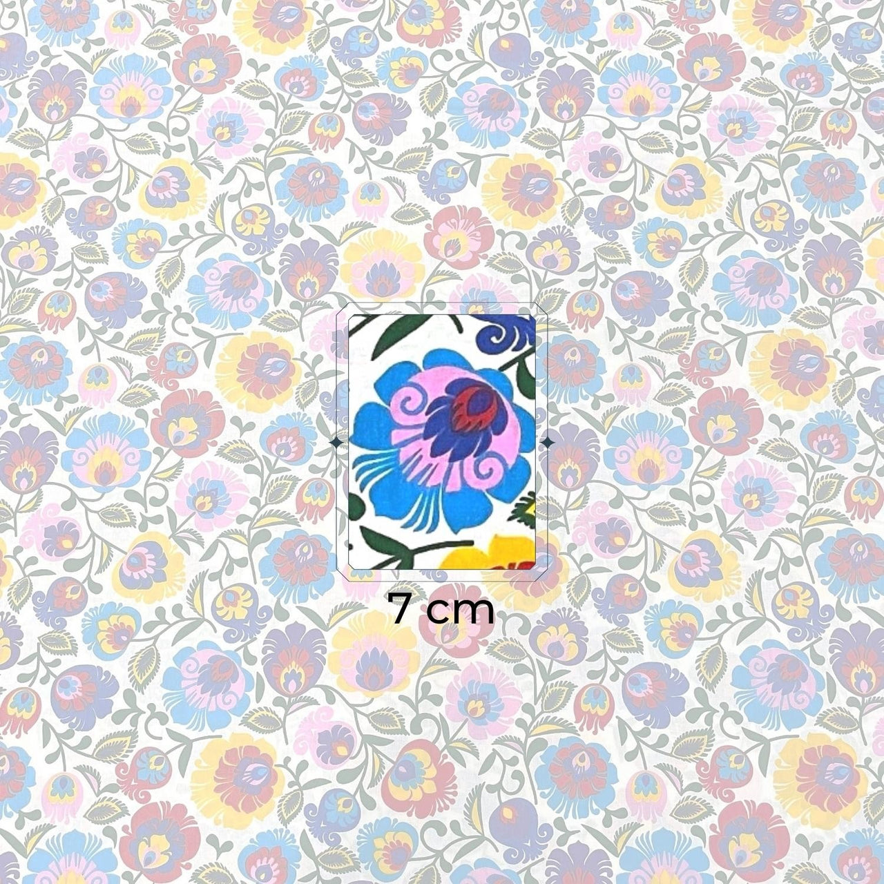 Cotton Fabric - Łowicz Folklore Pattern White