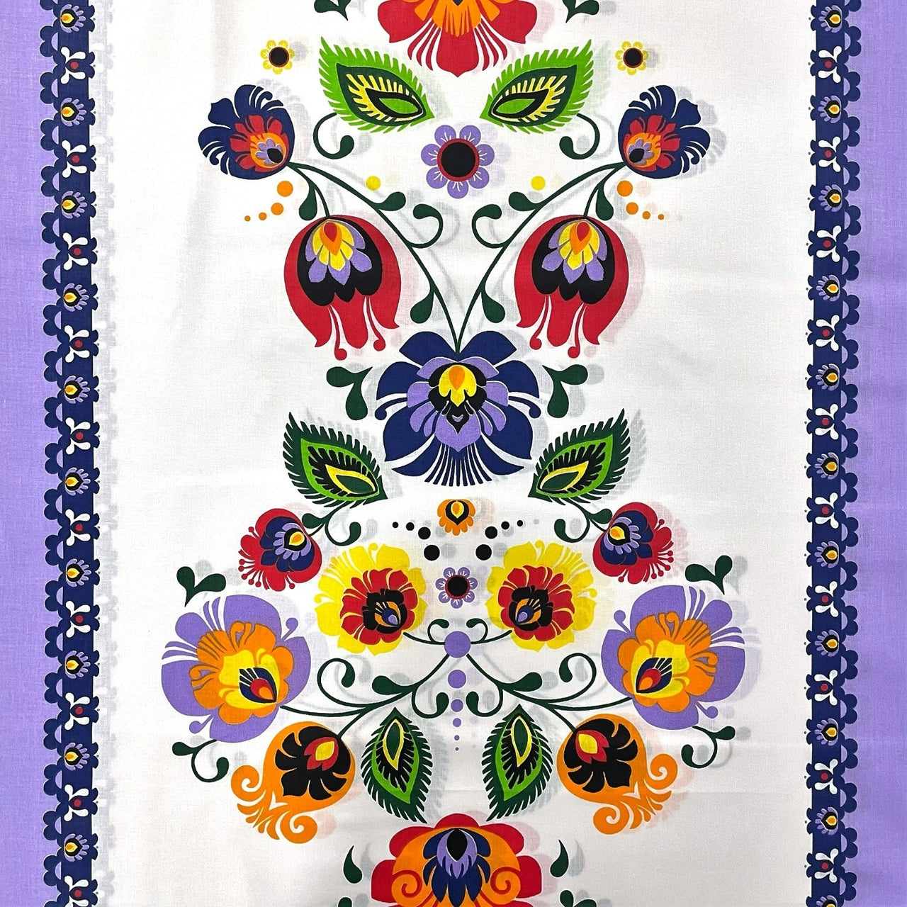 Cotton Fabric - Łowicz Folklore Purple Stripes