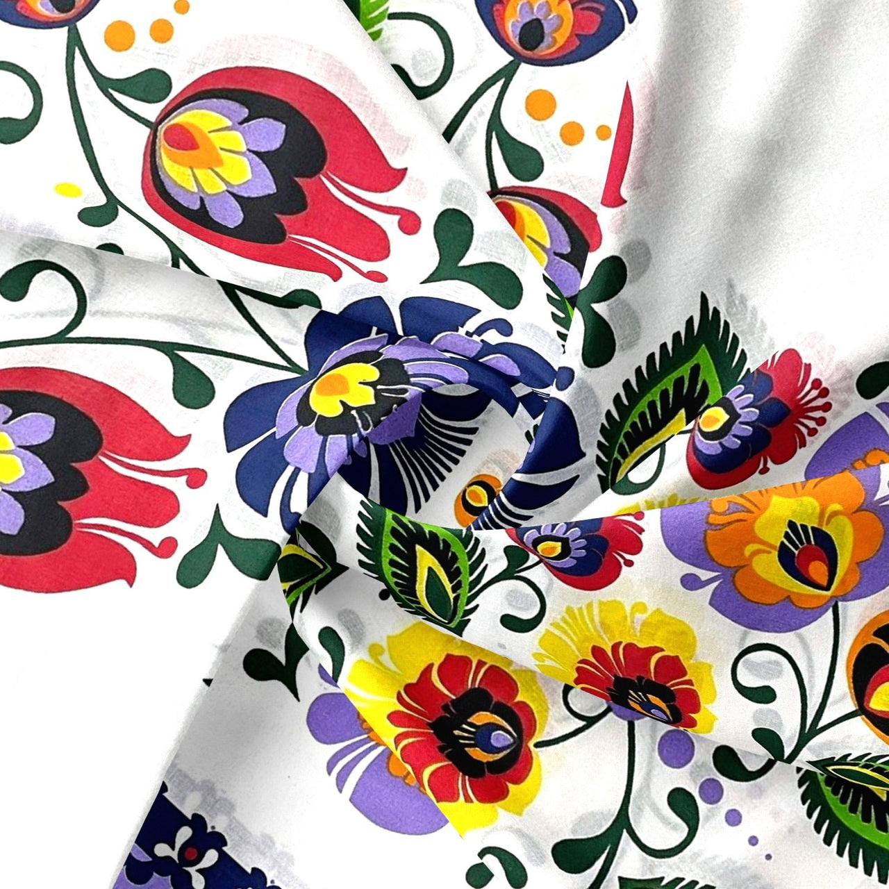 Cotton Fabric - Łowicz Folklore Purple Stripes