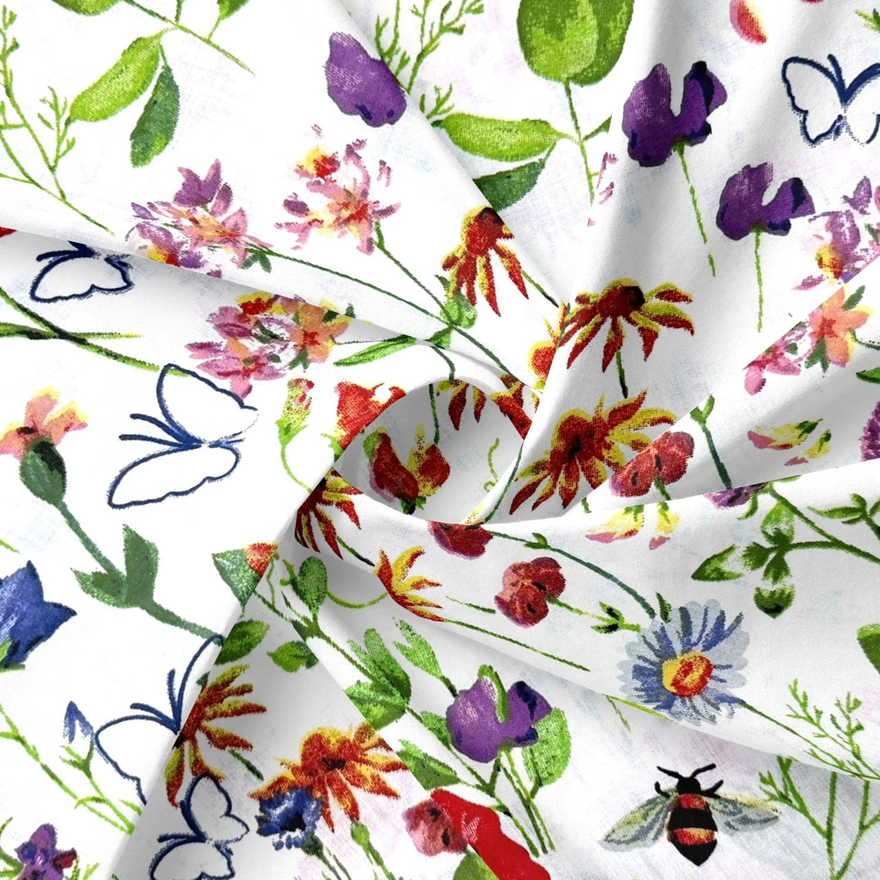 Cotton Fabric - Colorful Meadow Flowers II - PINaPIN