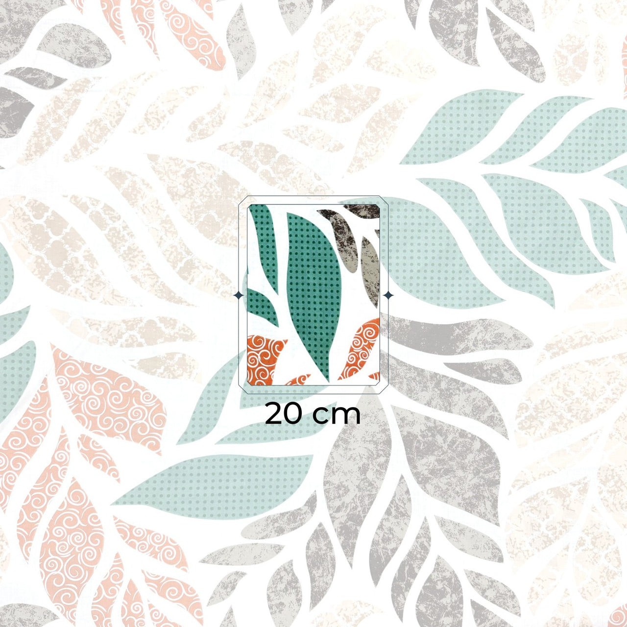 Cotton Fabric - Colorful summer leaves on white - PINaPIN
