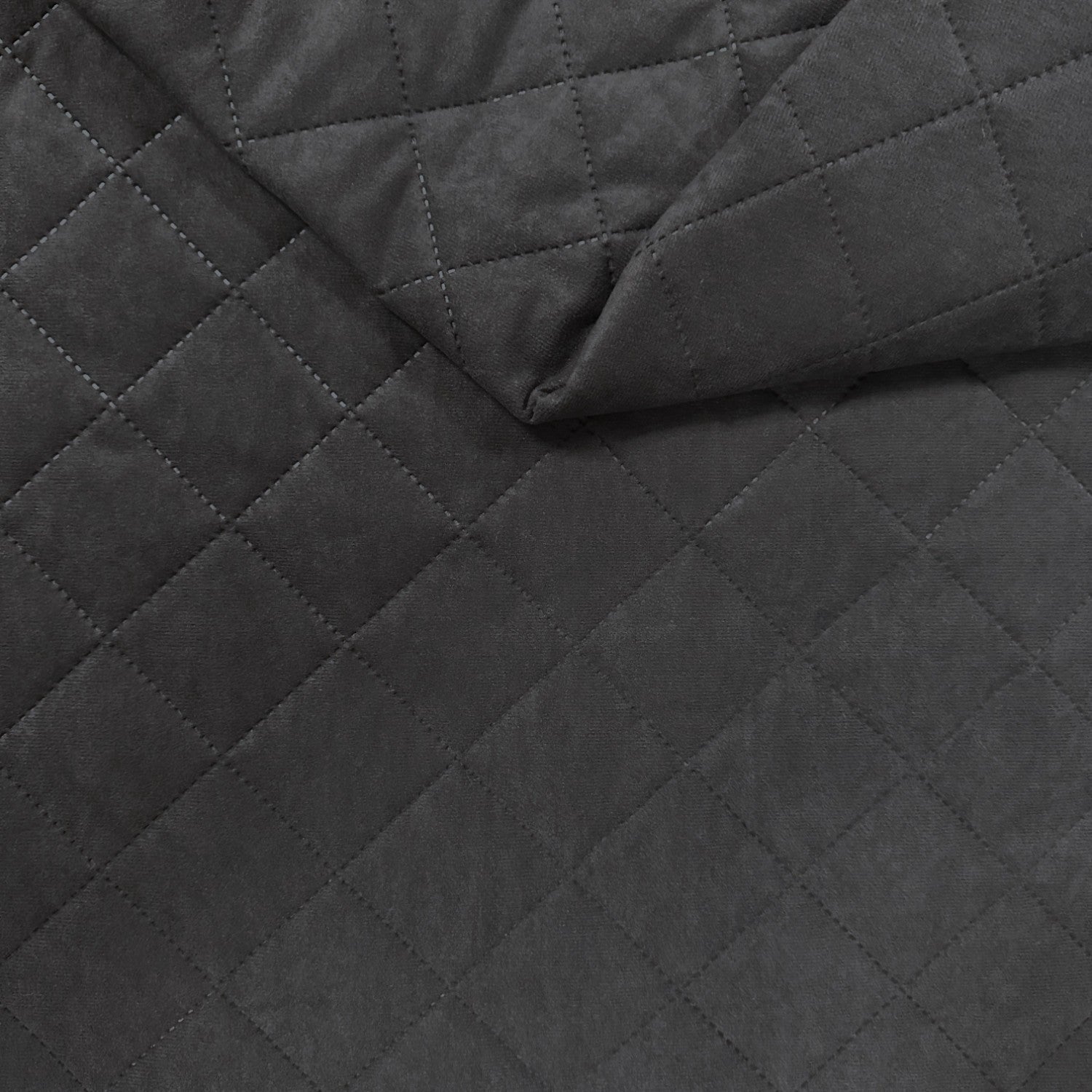 Upholstery Fabric Quilted Microfiber Diamond 5x5 - Dark Grey