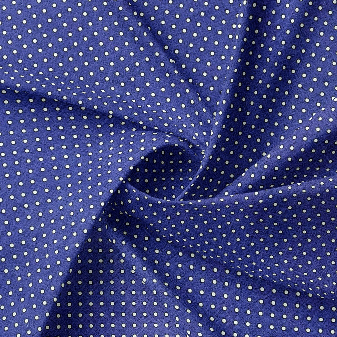 Cotton Fabric - White Dots on Navy Blue 2 mm - PINaPIN