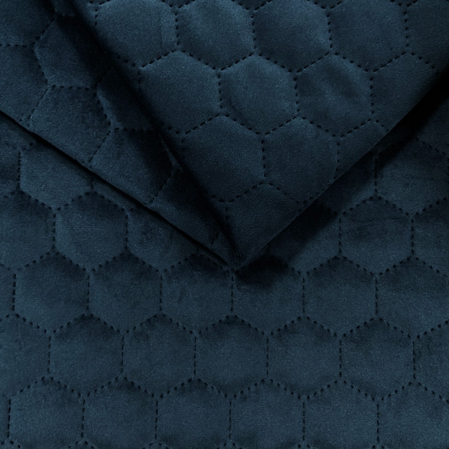 Upholstery Fabric Quilted Velour Hexagon - Navy Blue - PINaPIN